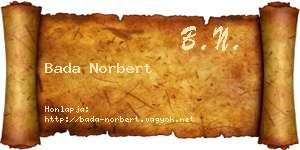 Bada Norbert névjegykártya